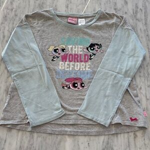 Peter Alexander Girls Powerpuff Pajama long sleeve top. Grey and blue. Jnr 14